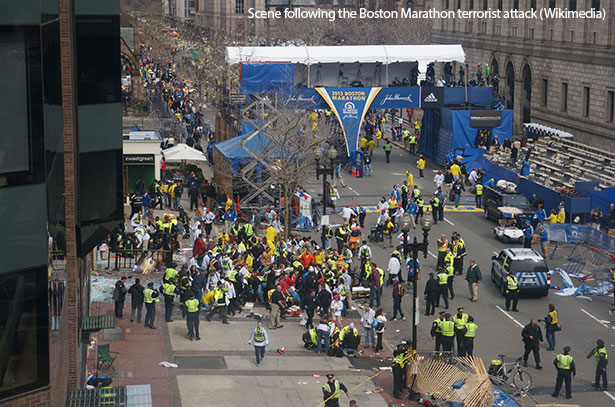Boston Marathon terrorist attack scene